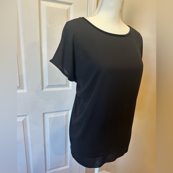 LOFT Women’s Black Short Sleeve Velvet Tie Back Blouse Top Size XS - Picture 4 of 6
